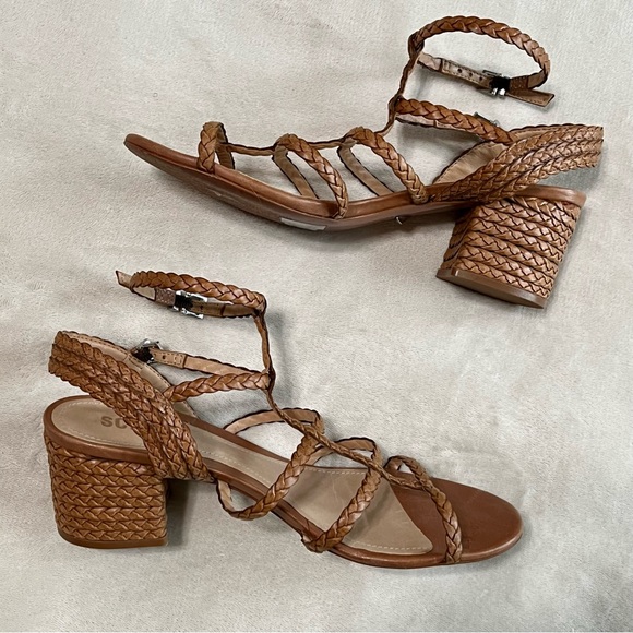 Schutz Rosalia Strappy Block Heel Sandal in Deep Nude Leather, 7.5 - Picture 8 of 14